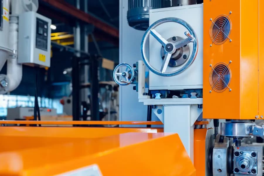 Industrial machinery with a large valve wheel